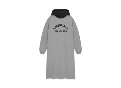 FEAR OF GOD ESSENTIALS Women's Nylon Fleece Hooded Dress "Dark Heather Oatmeal/ Jet Black"