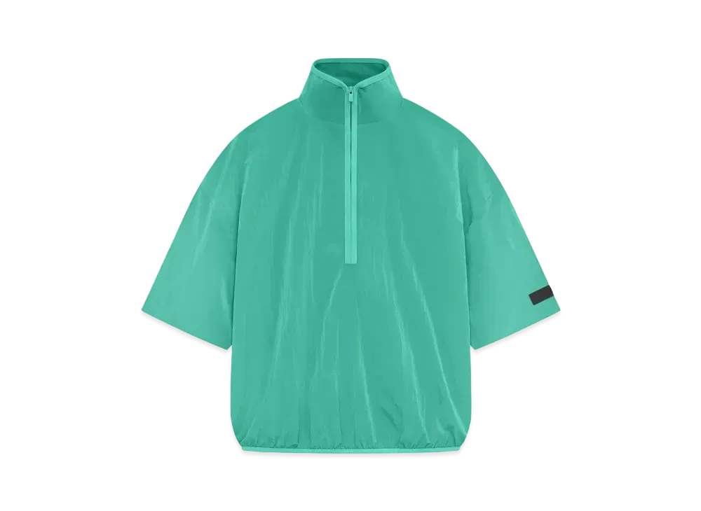 FEAR OF GOD ESSENTIALS Crinkle Nylon Halfzip SS Shirt "Mint Leaf"