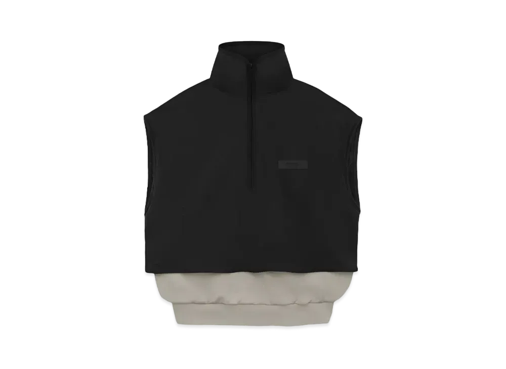 FEAR OF GOD ESSENTIALS Nylon Fleece Mockneck Vest "Seal/Jet Black"