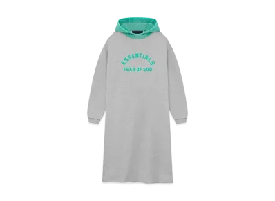 FEAR OF GOD ESSENTIALS Women's Nylon Fleece Hooded Dress "Light Heather Grey/Mint Leaf"