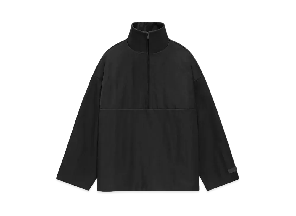 FEAR OF GOD ESSENTIALS Textured Nylon Halfzip Pullover "Black"