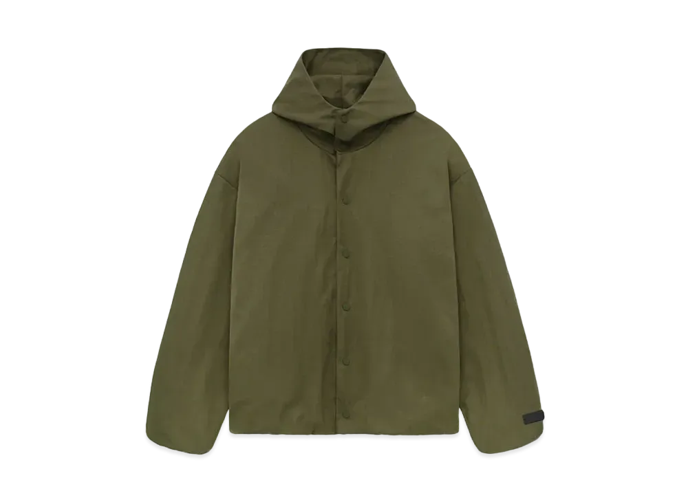 FEAR OF GOD ESSENTIALS Textured Nylon Hooded Coaches Jacket "Military"