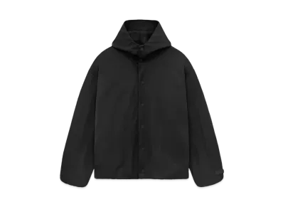 FEAR OF GOD ESSENTIALS Textured Nylon Hooded Coaches Jacket "Black"