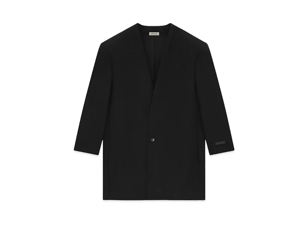 FEAR OF GOD ESSENTIALS Wool Gabardine Long Lapelless Suit Jacket "Black"