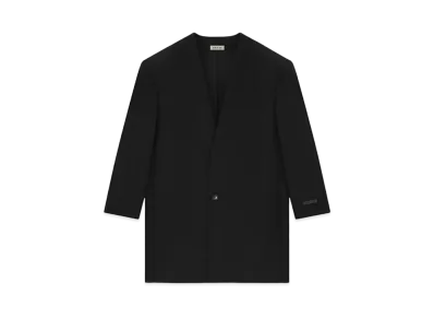 FEAR OF GOD ESSENTIALS Wool Gabardine Long Lapelless Suit Jacket "Black"