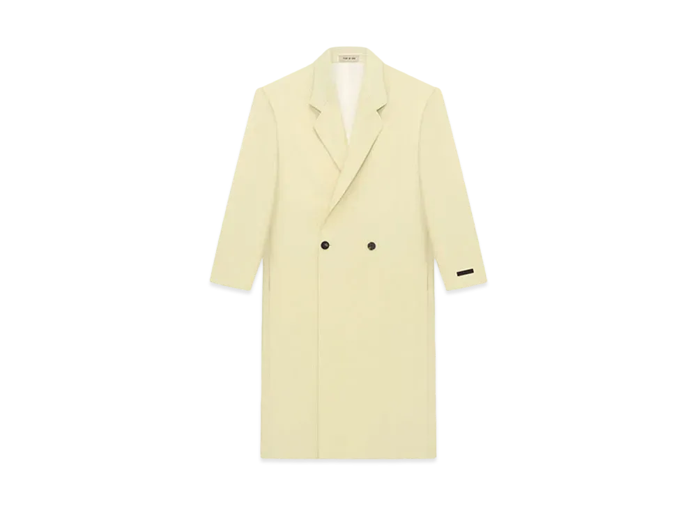 FEAR OF GOD ESSENTIALS Wool Gabardine Classic Overcoat "Lemon Cream"