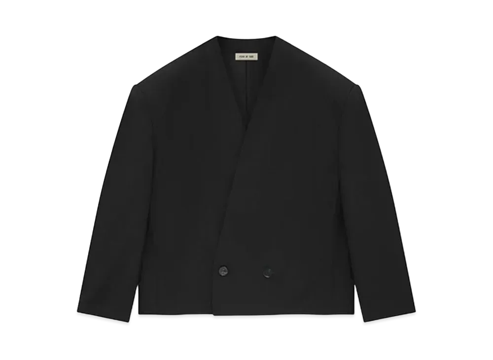 FEAR OF GOD ESSENTIALS Wool Gabardine Cropped Lapelless Blazer "Black"