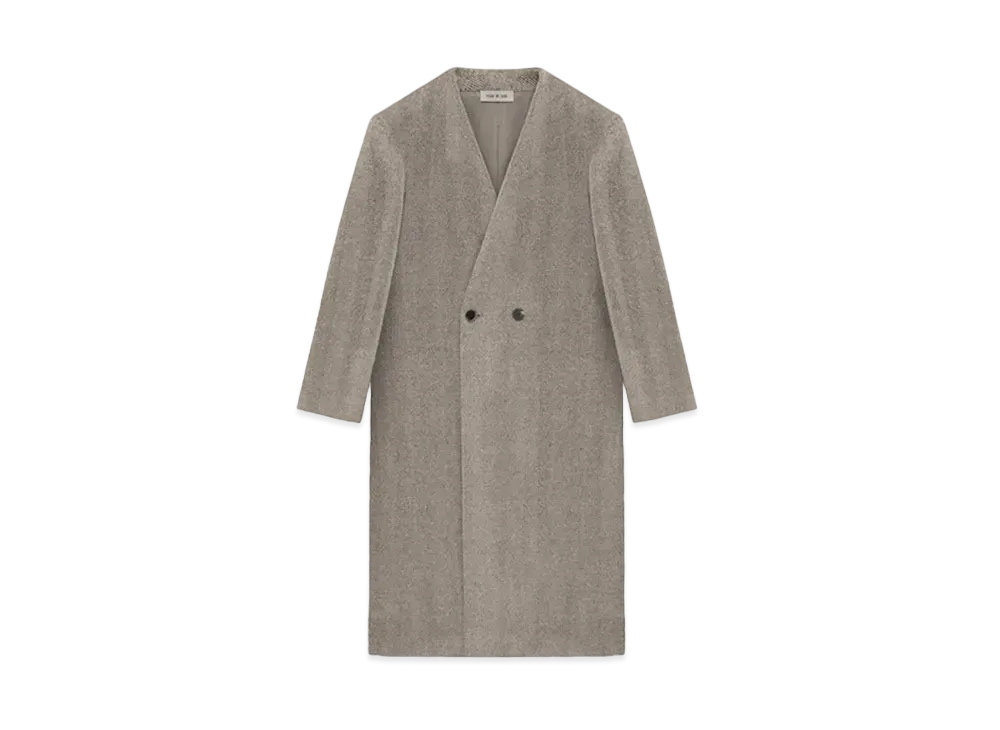 FEAR OF GOD ESSENTIALS Alpaca Herringbone Lapelless Coat "Dove Grey"