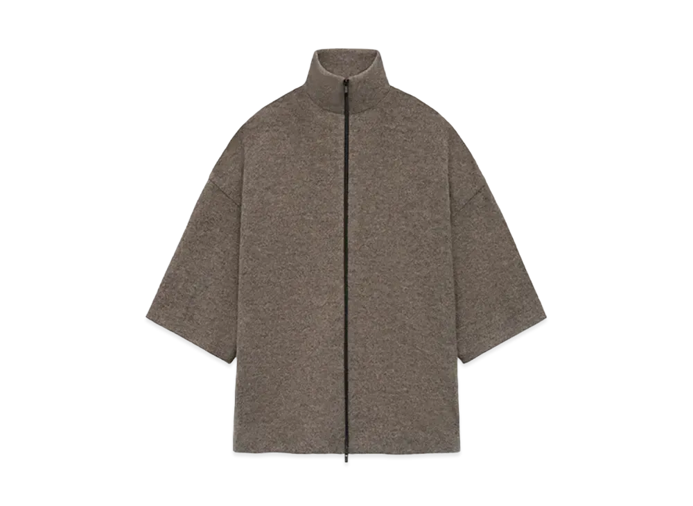 FEAR OF GOD ESSENTIALS Boiled Wool Short Sleeve Jacket "Wood"