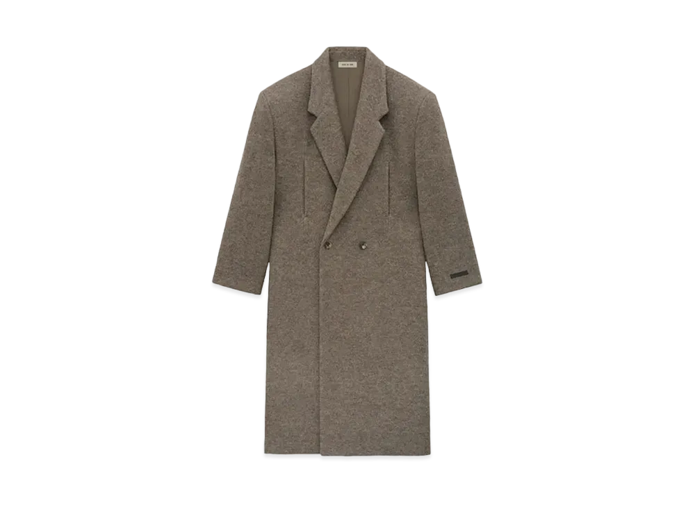FEAR OF GOD ESSENTIALS Boiled Wool Relaxed Overcoat "Wood"
