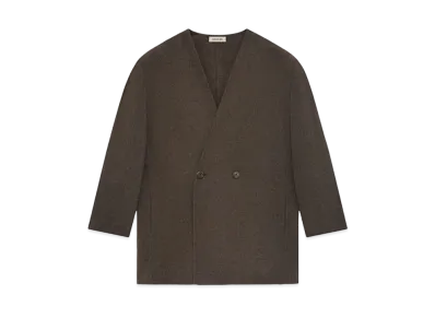 FEAR OF GOD ESSENTIALS Brushed Wool Cashmere Lapelless Blazer "Mocha"