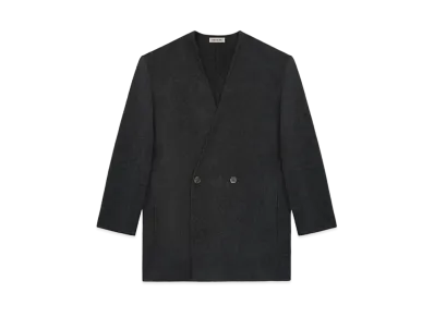 FEAR OF GOD ESSENTIALS Brushed Wool Cashmere Lapelless Blazer "Melange Black"