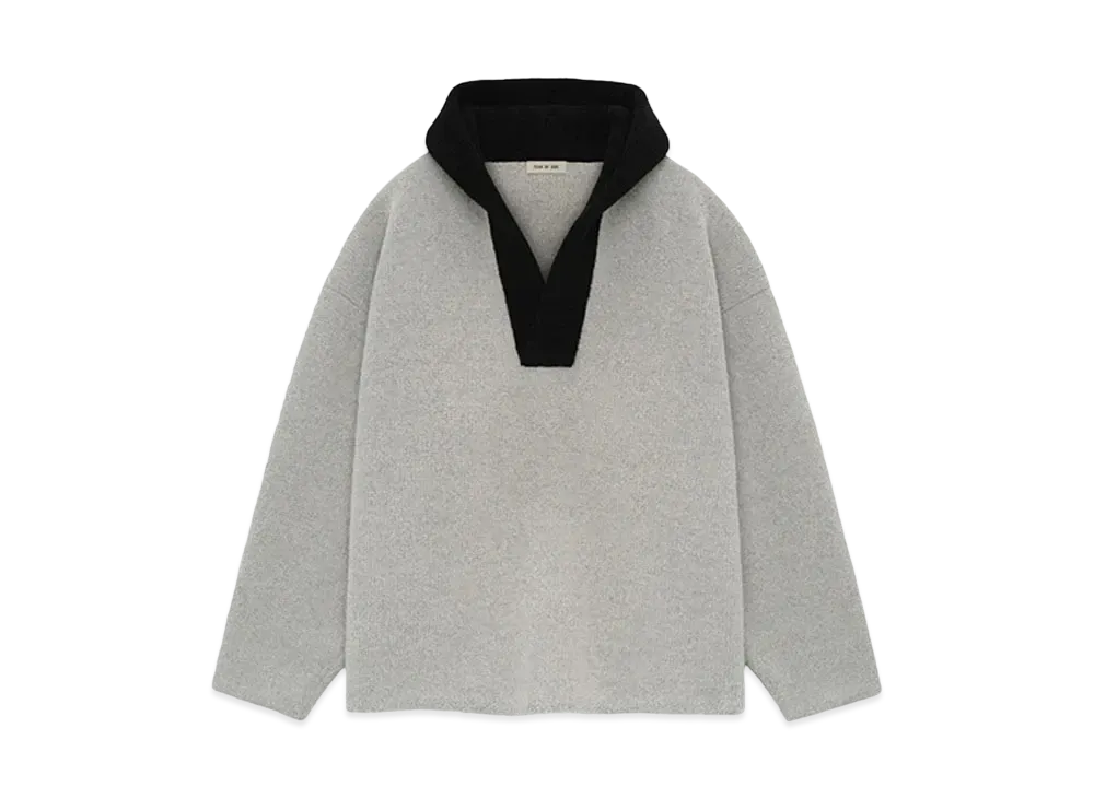 FEAR OF GOD ESSENTIALS Merino Boucle Polo Hoodie "Dove Grey"