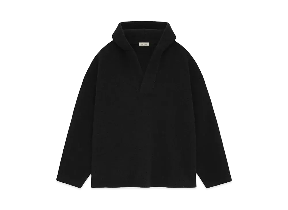 FEAR OF GOD ESSENTIALS Merino Boucle Polo Hoodie "Black"