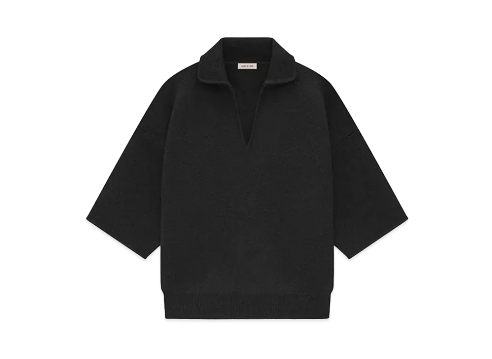 FEAR OF GOD ESSENTIALS Merino Short Sleeve Polo Sweater "Melange Black"