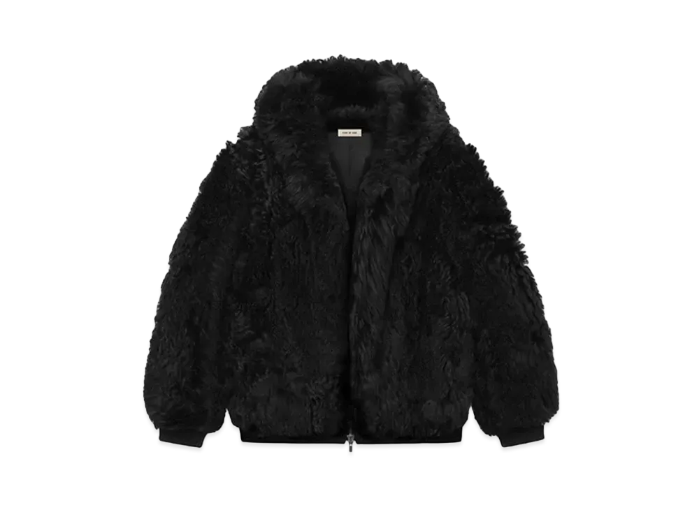 FEAR OF GOD ESSENTIALS Shearling Hooded Bomber "Black"