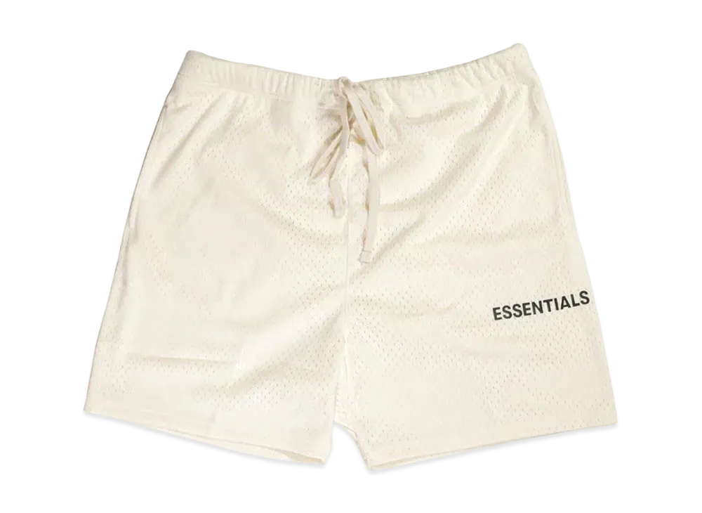 FEAR OF GOD Essentials Graphic Mesh Drawstring Shorts "Cream"
