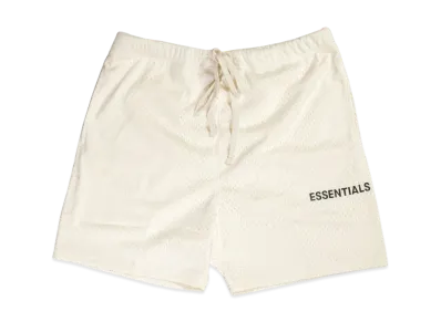 FEAR OF GOD Essentials Graphic Mesh Drawstring Shorts "Cream"
