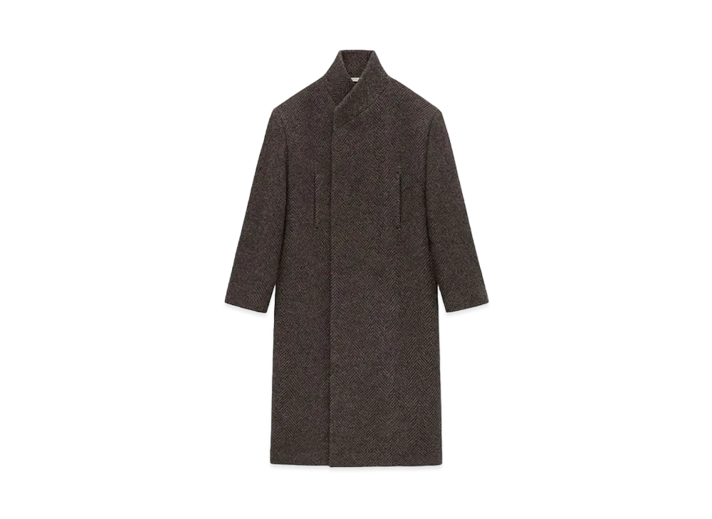 FEAR OF GOD ESSENTIALS Wool Chevron Stand Collar Overcoat "Mocha"