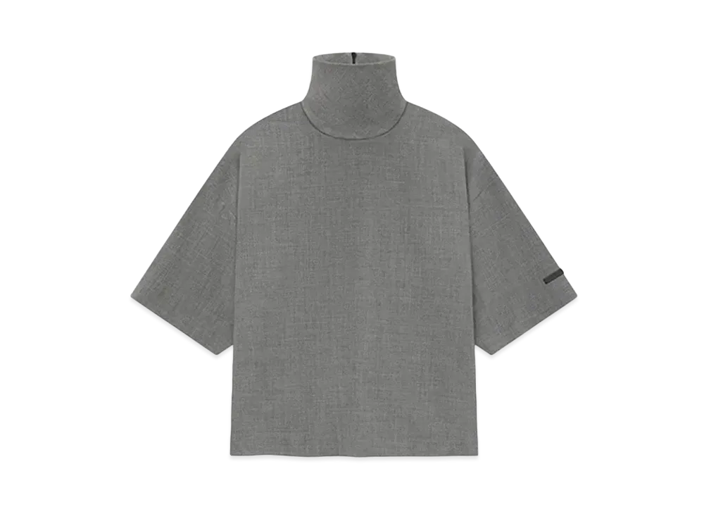 FEAR OF GOD ESSENTIALS Wool Canvas High Neck Short Sleeve Shirt "Titanium"