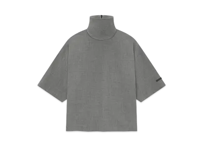 FEAR OF GOD ESSENTIALS Wool Canvas High Neck Short Sleeve Shirt "Titanium"