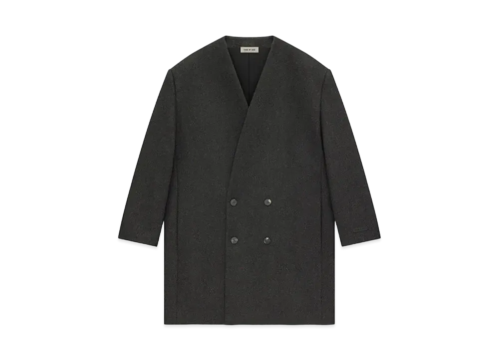 FEAR OF GOD ESSENTIALS Military Wool Long Relaxed Lapelless Blazer "Melange Black"