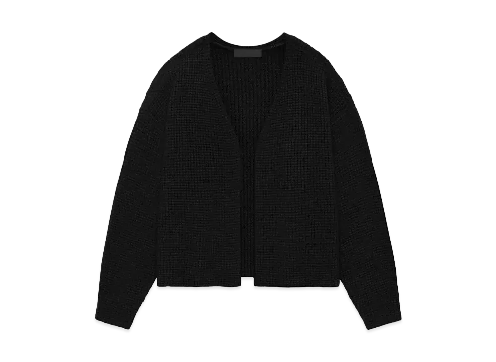 FEAR OF GOD ESSENTIALS Heavy Waffle Cardigan "Black"