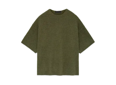 FEAR OF GOD ESSENTIALS Heavy Waffle Short Sleeve Crewneck Sweater "Military"
