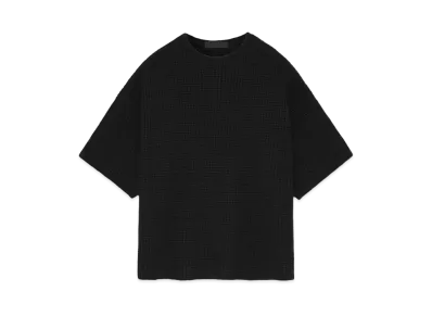FEAR OF GOD ESSENTIALS Heavy Waffle Short Sleeve Crewneck Sweater "Black"