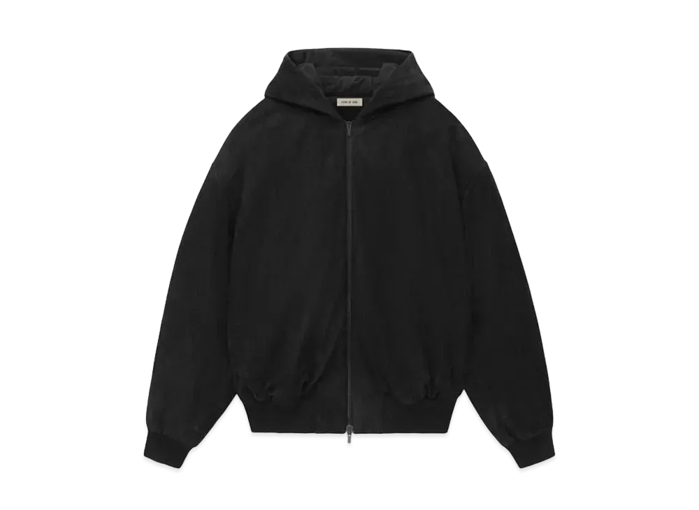 FEAR OF GOD Leather Hooded Bomber "Black"