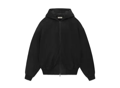 FEAR OF GOD Leather Hooded Bomber "Black"