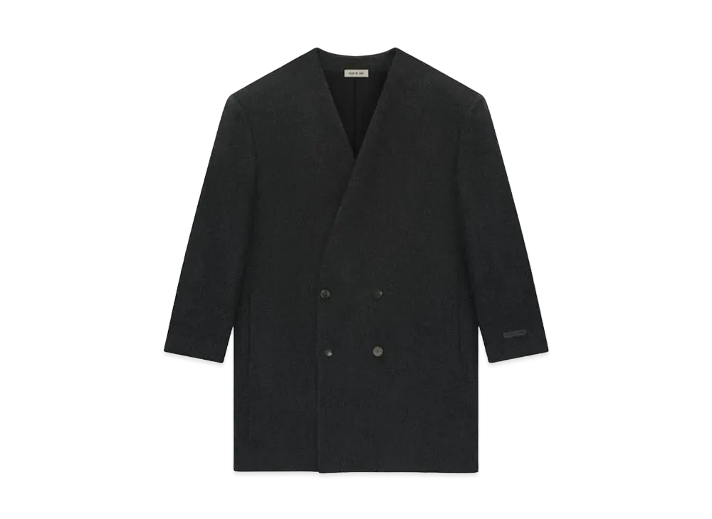 FEAR OF GOD Wool Flannel Long Relaxed Lapelless Blazer "Melange Black"