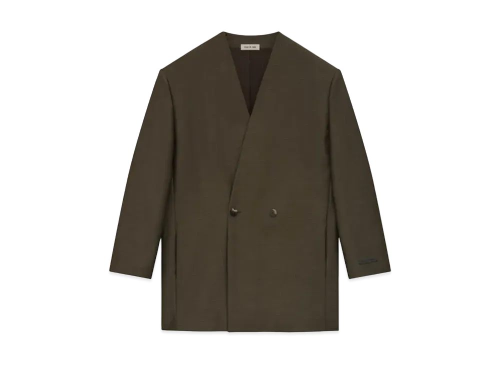 FEAR OF GOD Wool Silk Relaxed Lapelless Blazer "Mocha"