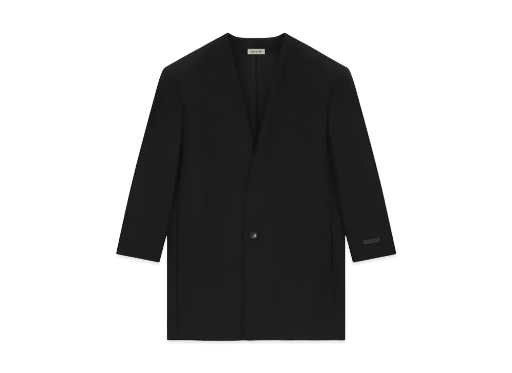 FEAR OF GOD Wool Gabardine Long Lapelless Suit Jacket "Black"