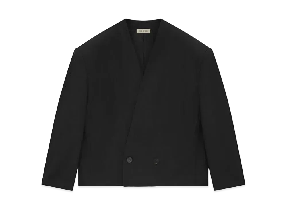 FEAR OF GOD Wool Gabardine Cropped Lapelless Blazer "Black"