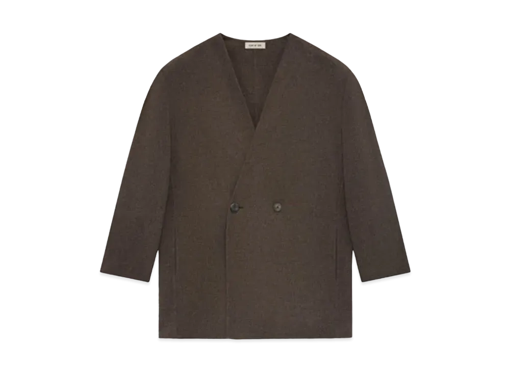 FEAR OF GOD Brushed Wool Cashmere Lapelless Blazer "Mocha"