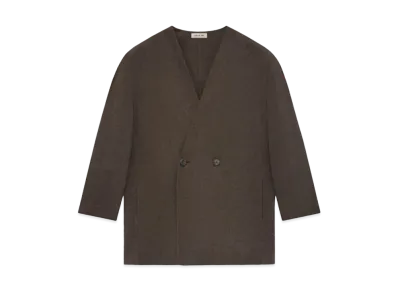 FEAR OF GOD Brushed Wool Cashmere Lapelless Blazer "Mocha"