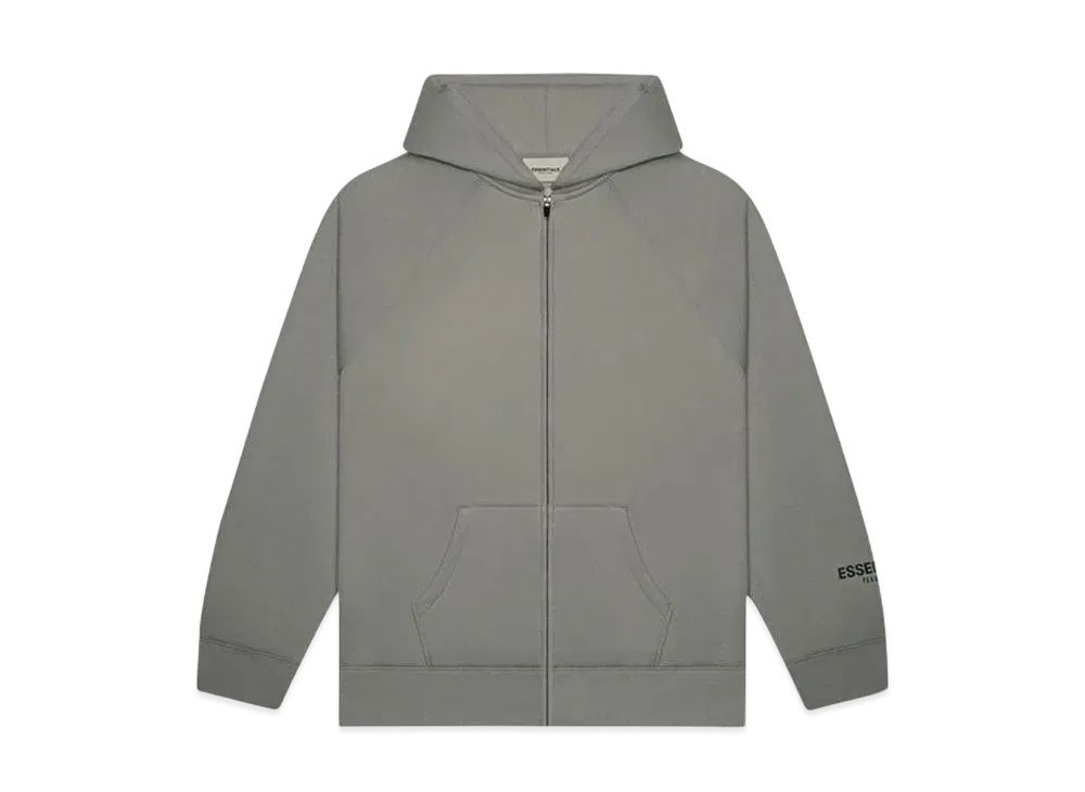 FEAR OF GOD ESSENTIALS 3D Silicon Applique Full Zip Up Hoodie "Gray Flannel/Charcoal"