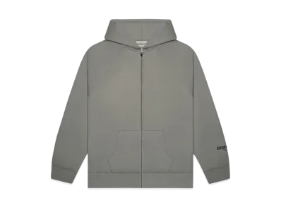 FEAR OF GOD ESSENTIALS 3D Silicon Applique Full Zip Up Hoodie "Gray Flannel/Charcoal"