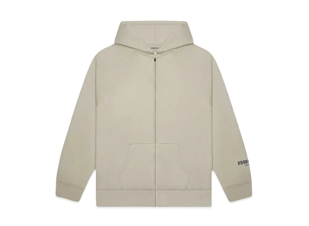 フィアオブゴッド エッセンシャルズ 3D シリコン アップリケ フル ジップ アップ フーディー "タン/ストリング"