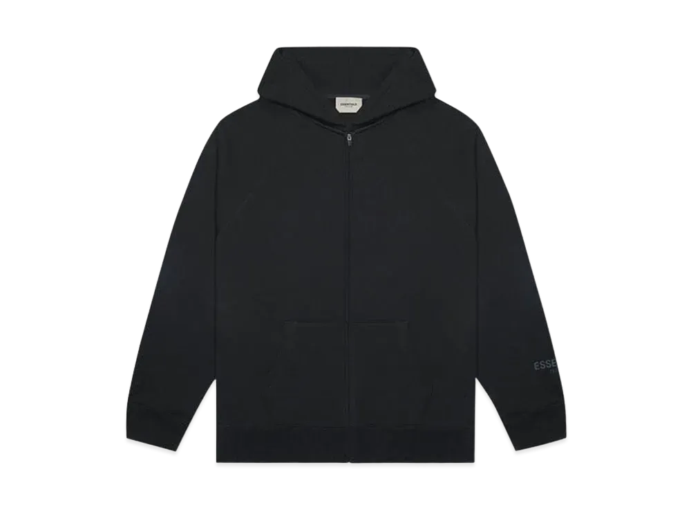 FEAR OF GOD ESSENTIALS 3D Silicon Applique Full Zip Up Hoodie "Black"