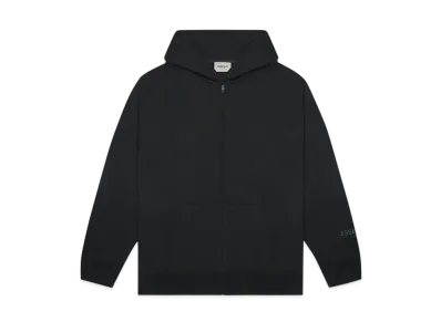 FEAR OF GOD ESSENTIALS 3D Silicon Applique Full Zip Up Hoodie "Black"