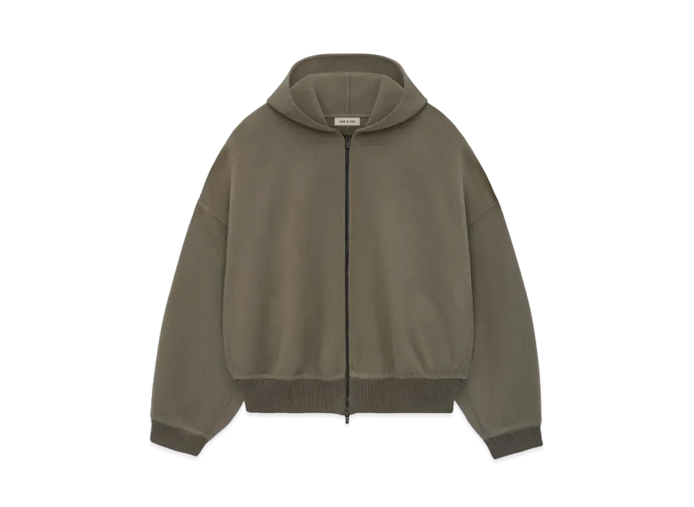 FEAR OF GOD Double Wool Cashmere Hooded Bomber "Wood"
