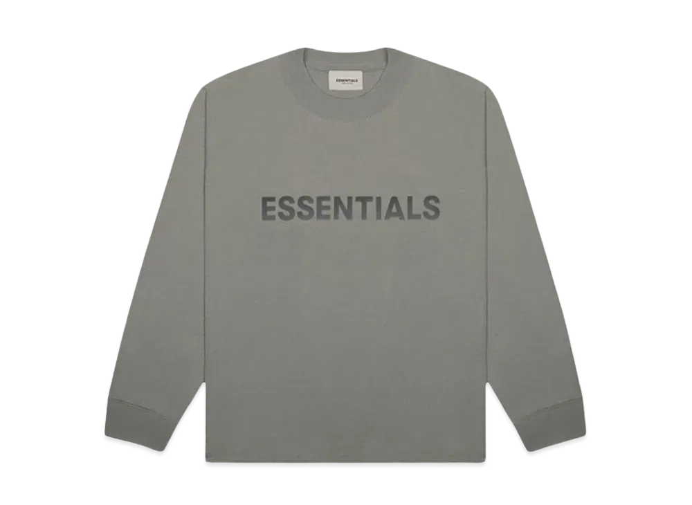 FEAR OF GOD ESSENTIALS 3D Silicon Applique Boxy Long Sleeve T-Shirt "Gray Flannel/Charcoal"