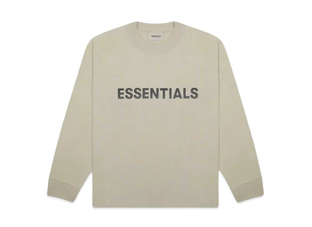 FEAR OF GOD ESSENTIALS 3D Silicon Applique Boxy Long Sleeve T-Shirt "Tan/String"