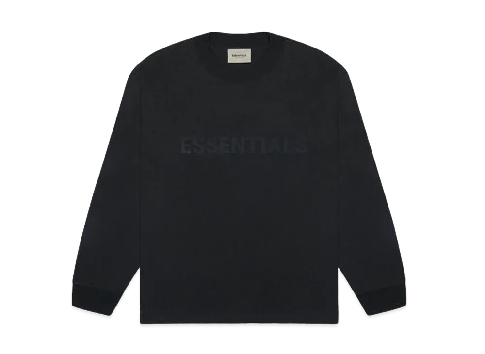 FEAR OF GOD ESSENTIALS 3D Silicon Applique Boxy Long Sleeve T-Shirt "Black"