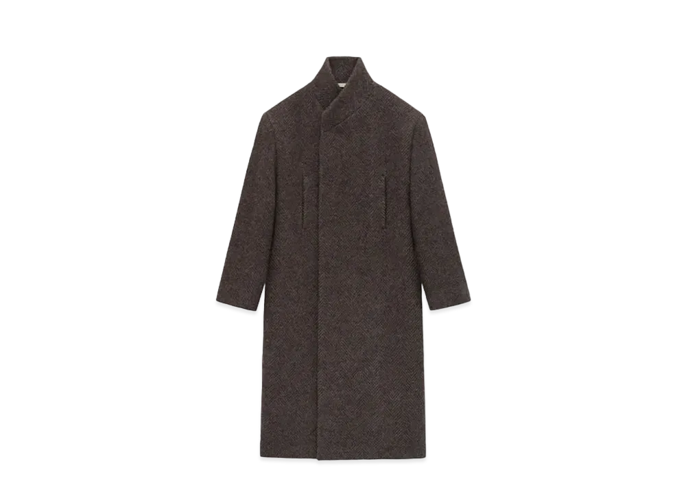 FEAR OF GOD Wool Chevron Stand Collar Overcoat "Mocha"