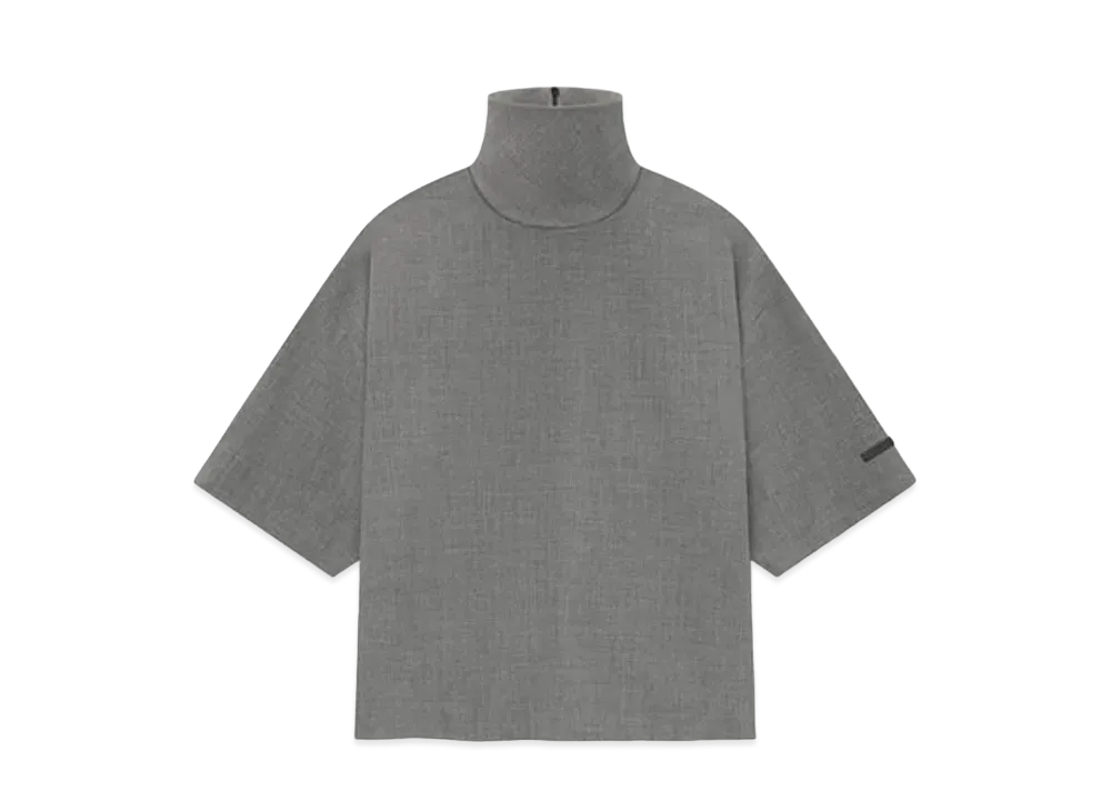 FEAR OF GOD Wool Canvas High Neck Short Sleeve Shirt "Titanium"
