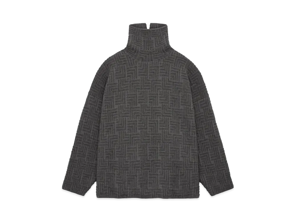 FEAR OF GOD Wool Jacquard High Neck Sweater "Melange Charcoal"