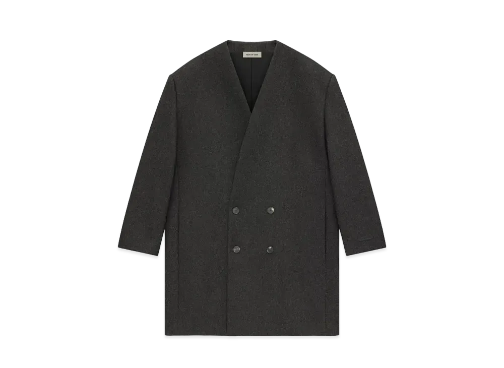 FEAR OF GOD Military Wool Long Relaxed Lapelless Blazer "Melange Black"